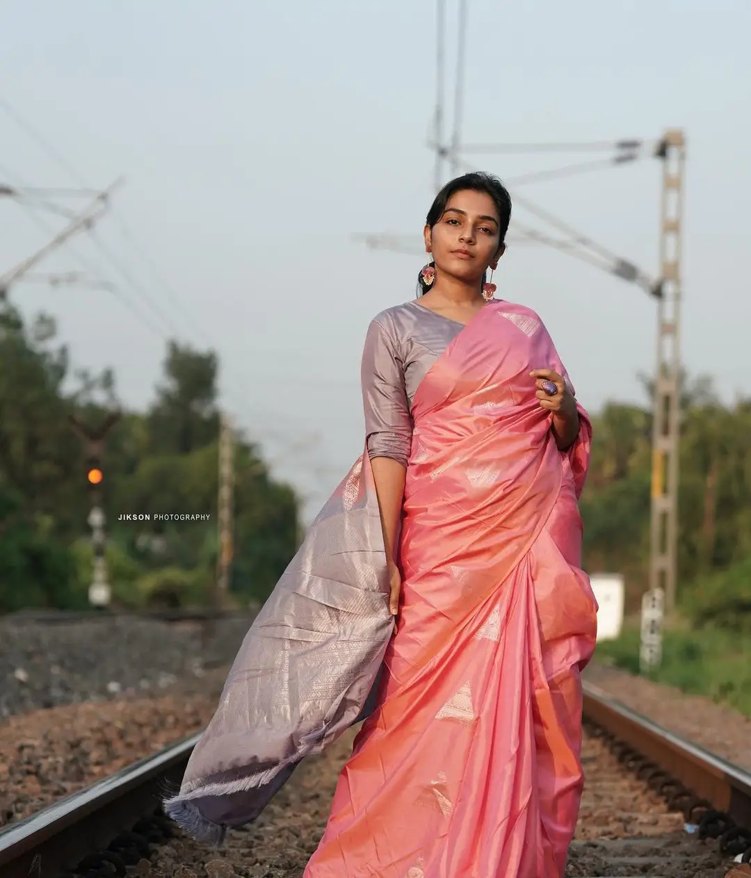 Malayalam Actress Rajisha Vijayan in Pink Saree Blouse